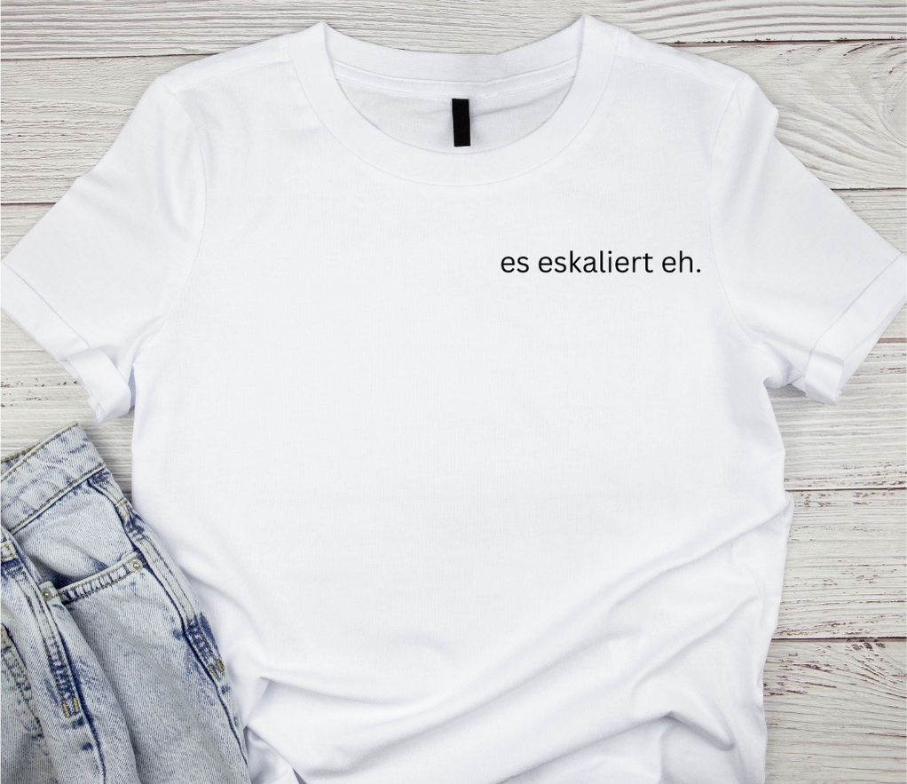 Bügelbild - Plott - Es eskaliert eh (2 Stück) - je ca. 10cm x 1,7cm