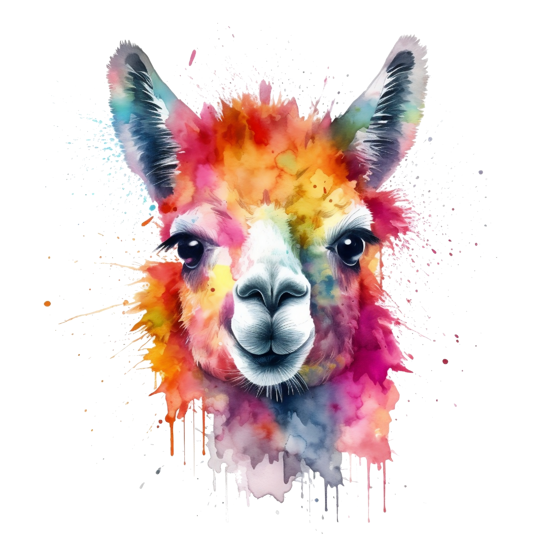 Bügelbild - Plott - Aquarell Alpaka 11cm x 12cm
