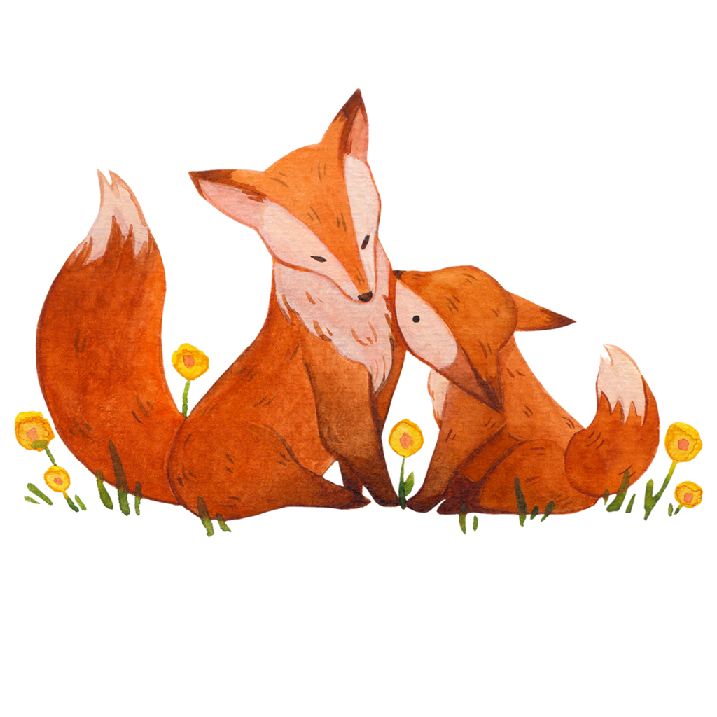 Bügelbild - Plott - Fuchsmama und Kind- 13,3cm x 8,7cm