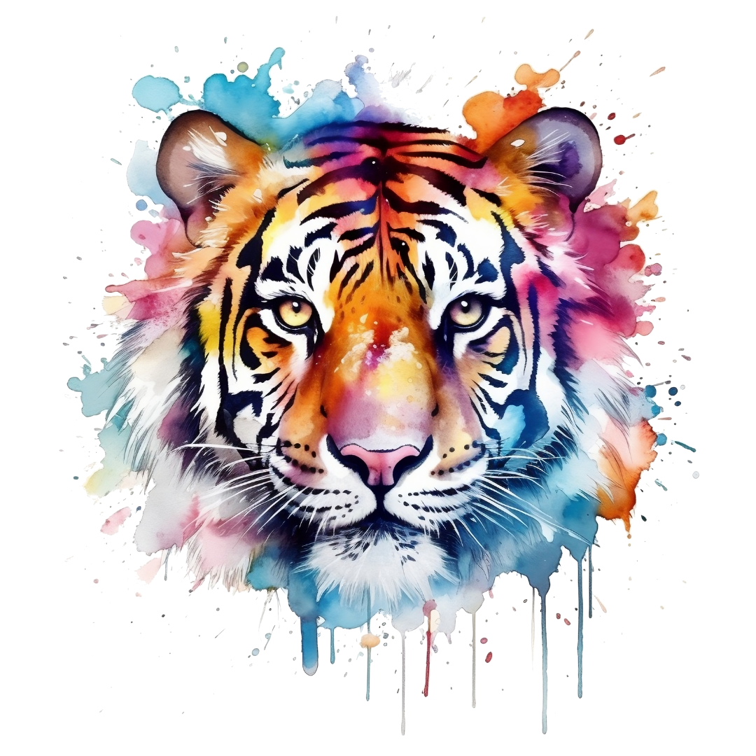 Bügelbild - Plott - Aquarell Tiger Orange 11cm x 12cm