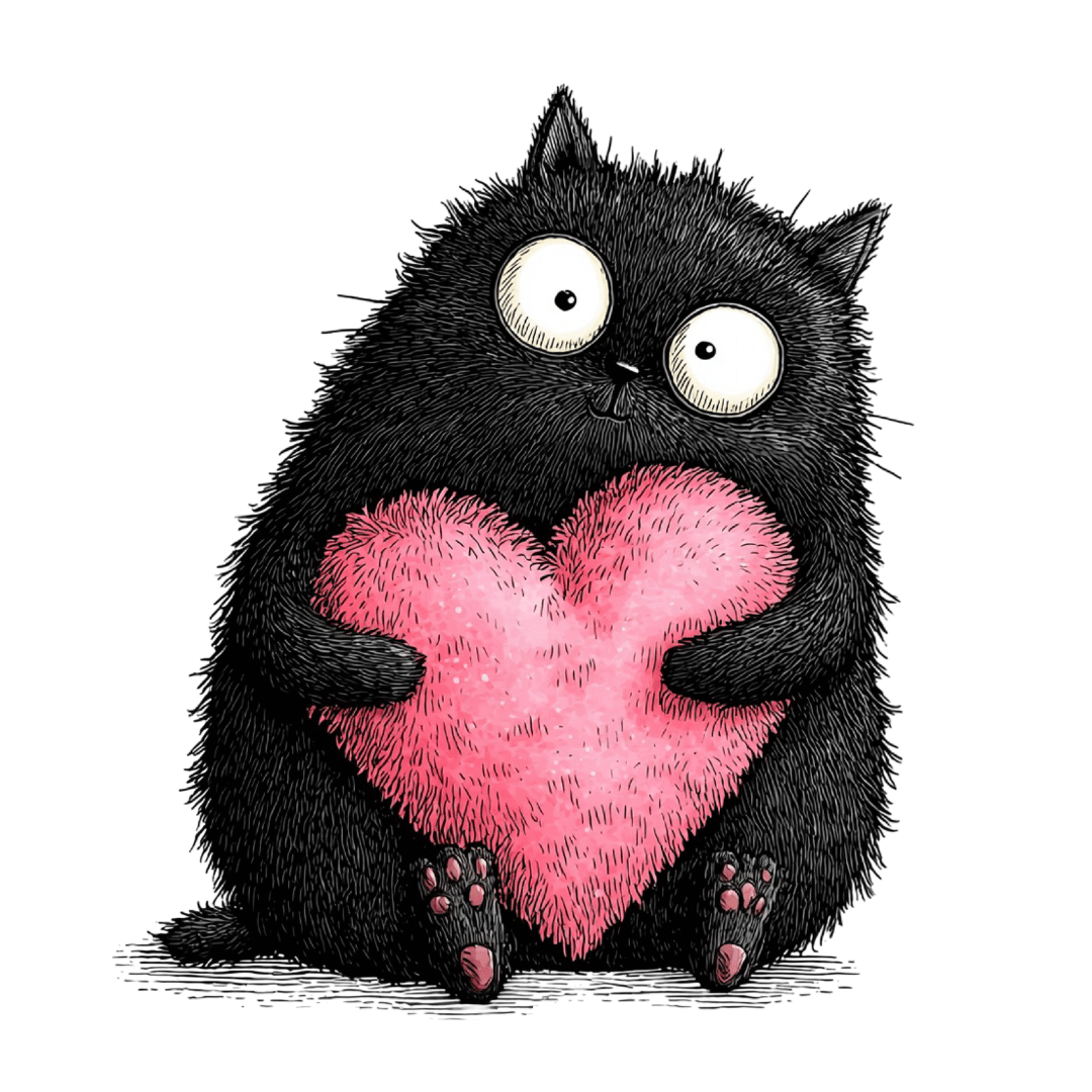 Bügelbild - Katze Herz - ca. 12x14cm