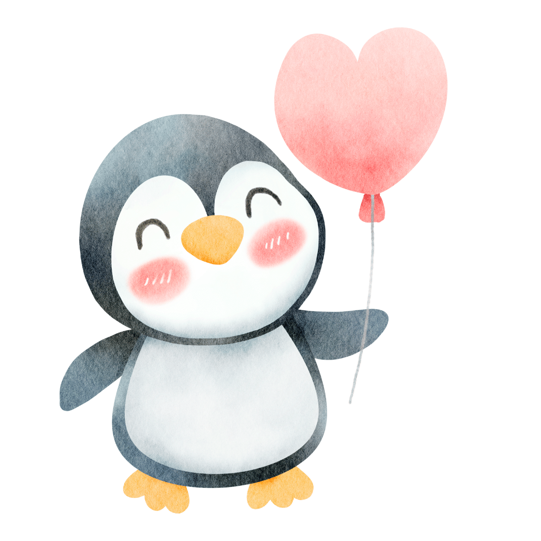 Bügelbild - Pinguin Ballon - ca. 10,9x13,7cm