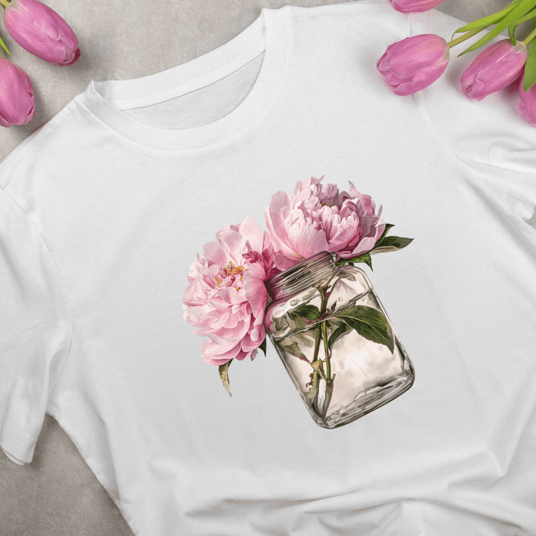 Bügelbild - Plott - Blumen in Vase - 13,1cm x 12,8cm