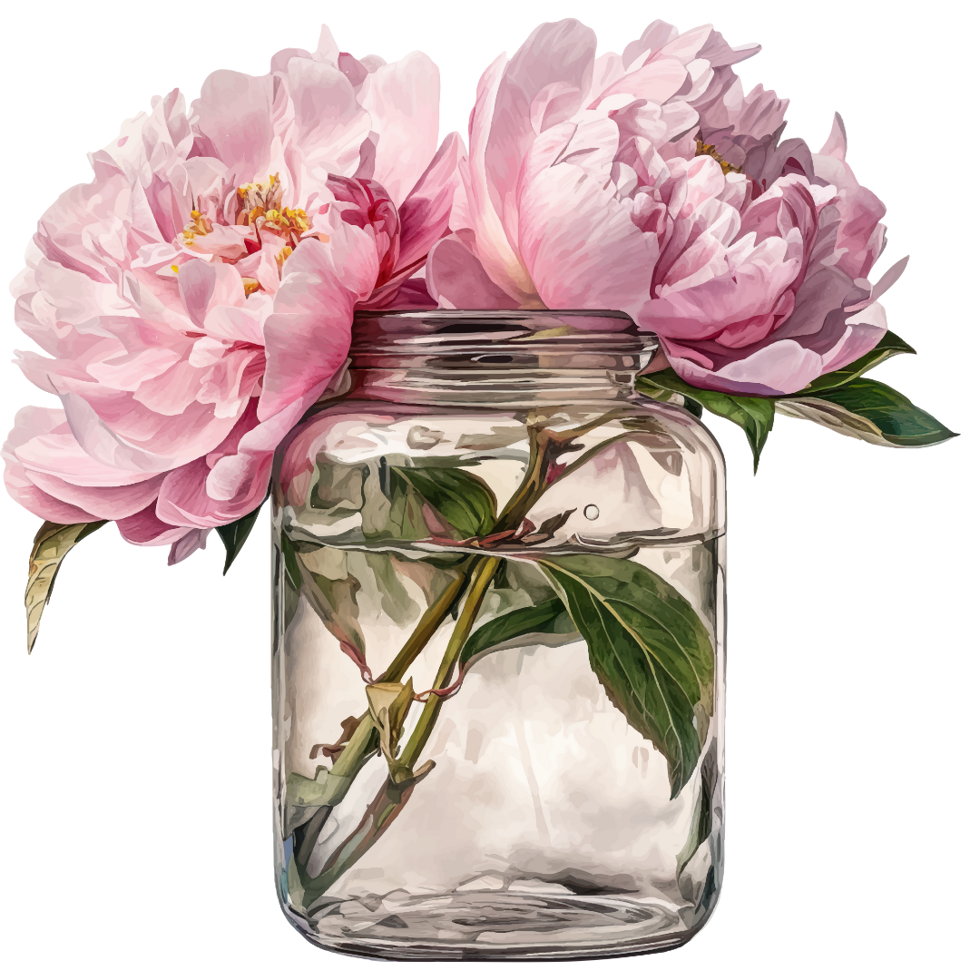 Bügelbild - Plott - Blumen in Vase - 13,1cm x 12,8cm